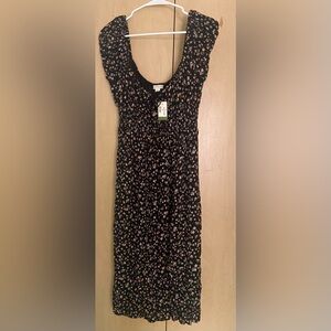Aeropostale Black Floral Scoop-Neck Midi Dress